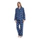 thumbnail image 4 of GLOBAL Conjunto de Pijamas de Franela para Mujer, Pijamas 100% Algodón para Mujer, Ropa de Estar por Casa, Manga Larga, Botón, Cordón en la Cintura, Ropa de Dormir Cálida, Conejo Azul Marino S, 4 of 6