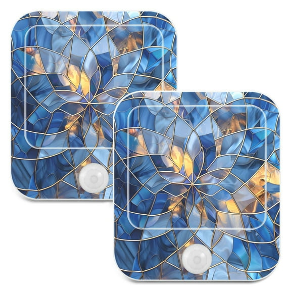 Stained Glass Night Lights Plug into Wall LED with Auto Light Sensor Warm Light for Kids Hallway Bedroom Living Room Kitchen Bathroom Set of 2