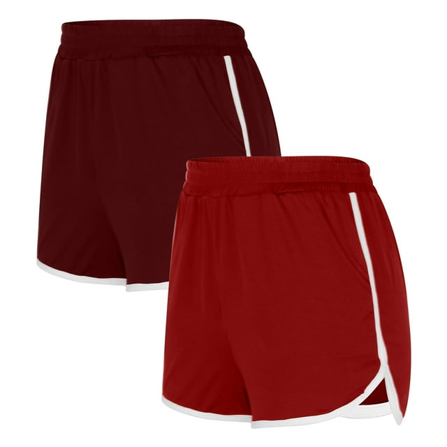 Timegard Shorts pour Femmes 2 Pcs Shorts d'Été Décontractés de Plage Shorts d'Entraînement Taille Élastique Shorts Confortables avec Poches