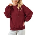 thumbnail image 1 of GigrtiJin Sweat à Capuche pour Femmes, Manches Longues, Col Rond, Pull-Over, Blouses Décontractées, Couleur Unie, 1 of 8