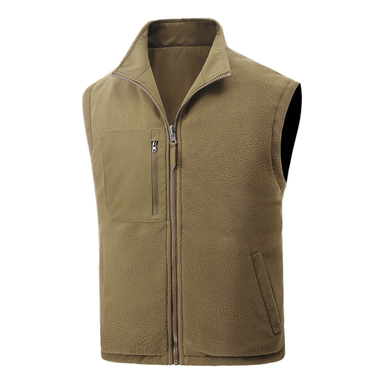 Zedker Men's Outdoor Vests Casual Full-Zip Lightweight Sleeveless Waistshirts Work Photo Travel Vest for Golf Running Khaki XXXXL