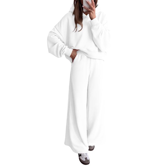 Women's 2 Piece Outfits Fall Sweatsuits Oversized Hoodies Wide Leg Sweatpants Tracksuits Lounge Matching Sets