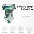thumbnail image 6 of Uemuo Watercolor Turtle1 Pattern Women's One Piece Short Sleeve Swimsuit Rash Guard Surfing Modest Quick-drying Swimsuit Beach Essentials-Medium, 6 of 9