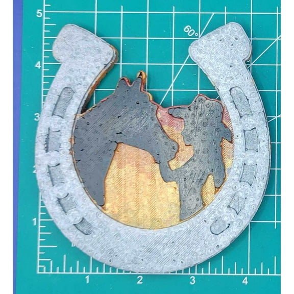 Horseshoe with Horse & Girl Silicone Freshie Mold