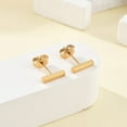 thumbnail image 3 of 10 Pair Cuboid Ion Plating(IP) 304 Stainless Steel Stud Crawler Earrings Hypoallergenic Earrings Climber Earrings Real 18K Gold Plated 10x2x1.8mm Pin: 0.8mm, 3 of 5