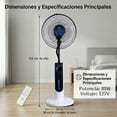 thumbnail image 2 of Ventilador de Pie con Nebulizador, 3 Velocidades, Oscilación, Temporizador 0-12 Horas, 123 cm, 85W, Portátil y Ligero, Diseño Compacto, para Dormitorio, Sala, Cocina y Oficina, 2 of 8