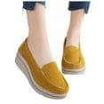 thumbnail image 3 of YLYL Women's Suede Wedge Loafers Slip-On Comfortable Thick Soft Business Work Walking Platform Shoes, 3 of 5