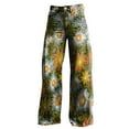 thumbnail image 4 of SNOWSONG Women's Casual Pants, Women's Vintage Flower Print Casual Wide Leg Pants Beige L, 4 of 4