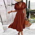 thumbnail image 7 of Tqcoqu Women's Maxi Dress V Neck Short Sleeve A Line High Waist Swing Casual Trendy Summer Dresses,Red,Women's S-XXL, 7 of 7