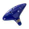 thumbnail image 1 of Ocarina de cerámica de 12 agujeros en forma de C con reposamanos y cordón, mini instrumento de viento para principiantes, 1 of 7