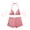 Red, variant on Women's Push Up High Waist Bikini Set with Shorts Drawstring Triangle Halter Tummy Control Two Piece Bathing Suit