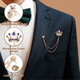 thumbnail image 3 of Uxcell Broches de cadena colgante de corona, 2 piezas, broches de traje de rhinestone para ropa de mujeres y hombres, Oro (Azul), 3 of 7