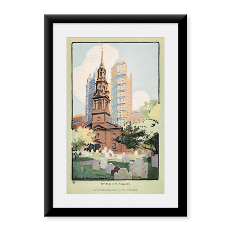 Framed Art Print, New York St. Paul's Chapel 1914 by Rachael Robinson Elmer by Vintage Travel Poster, 17-7/8" x 21-7/8"