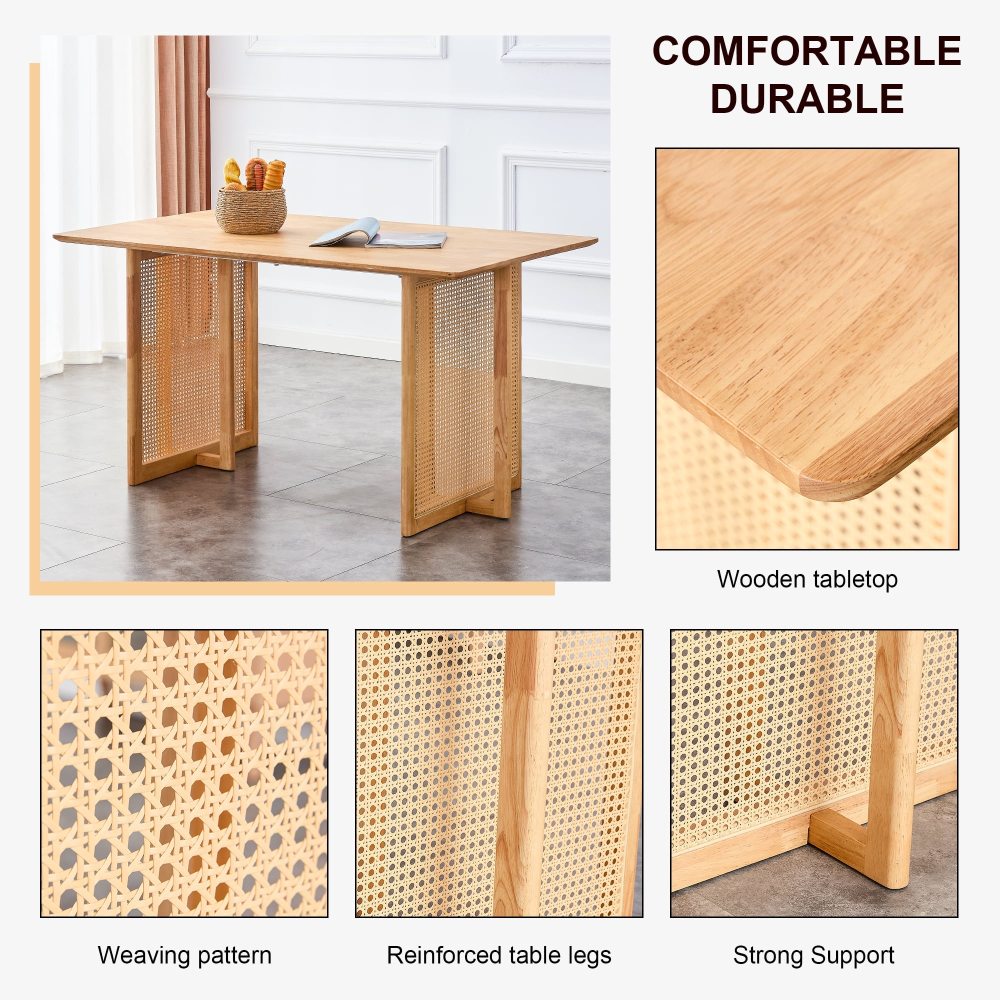 Kepooman Oak Dining Table, Wooden Dining Room Table for Home, Modern Kitchen Dining Table for Dining Room Kepooman Oak Dining Table, Wooden Dining Room Table for Home, Modern Kitchen Dining Table for Dining Room