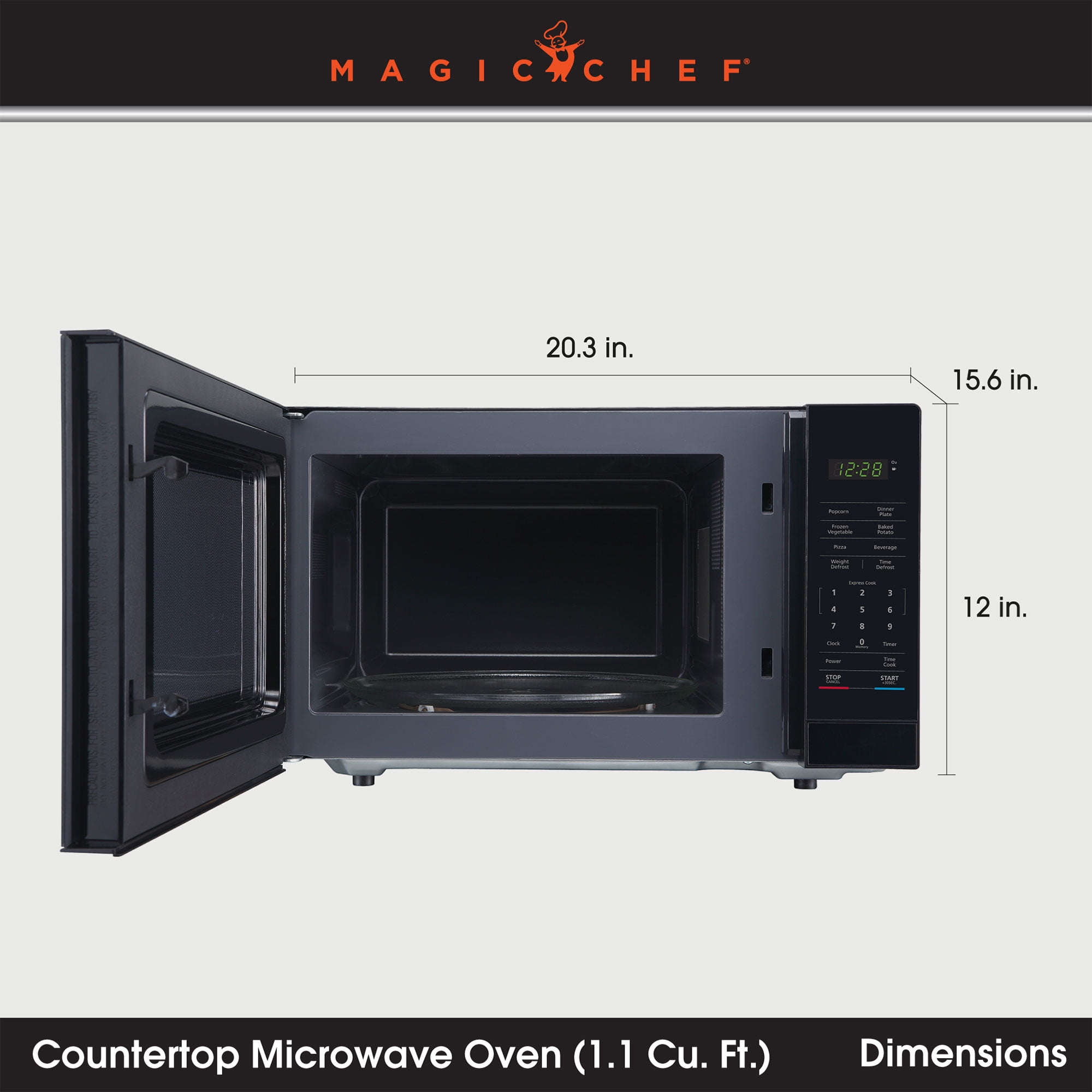 Magic Chef MC110MB Countertop Microwave Oven, 1,000 Watts, Black