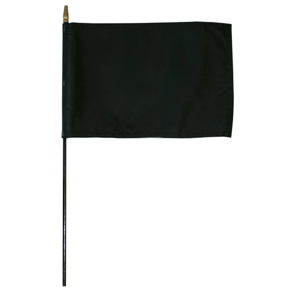 Black - 8" x 12" Solid Color Stick Flag (Black)