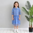 thumbnail image 2 of Bxsruta Girls' 4-7 Years Spring Summer Stand-Up Collar Short Sleeve Lace Top and Skirt Set, 2 of 8