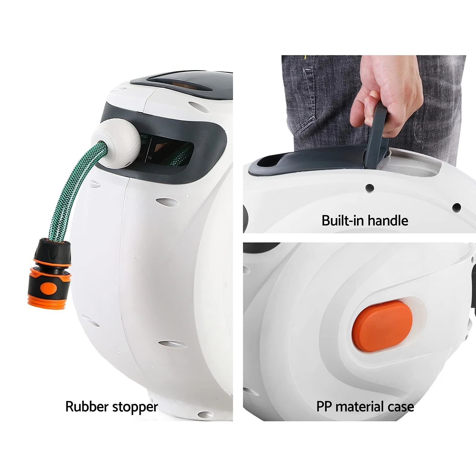 iMeshbean 79' x 5/8"OD Retractable Hose Reel Auto Water Hose Reel 180° Swivel Wall-Mounted