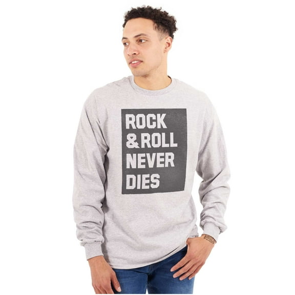 Rock N Roll Never Dies Metal Hardcore Plus Size Long Sleeve Graphic Tee Shirt Brisco Brands 2X