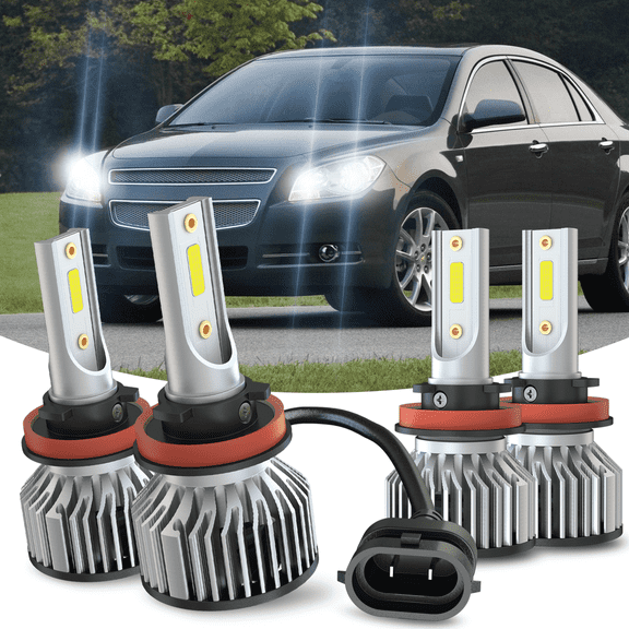 For Chevy Malibu 2004-2012 LED Headlights Combo 4Pcs H11 High Low Beam Bulbs Kit 6000K White