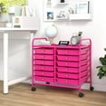 thumbnail image 4 of LYYHTY12-Drawer Rolling Storage Cart, Multifunctional Art Craft Organizer Cart, Mobile Utility Storage Cart with Removable Drawers & Lockable Wheels, Craft Cart for Home Office School, Hot Pink, 4 of 9