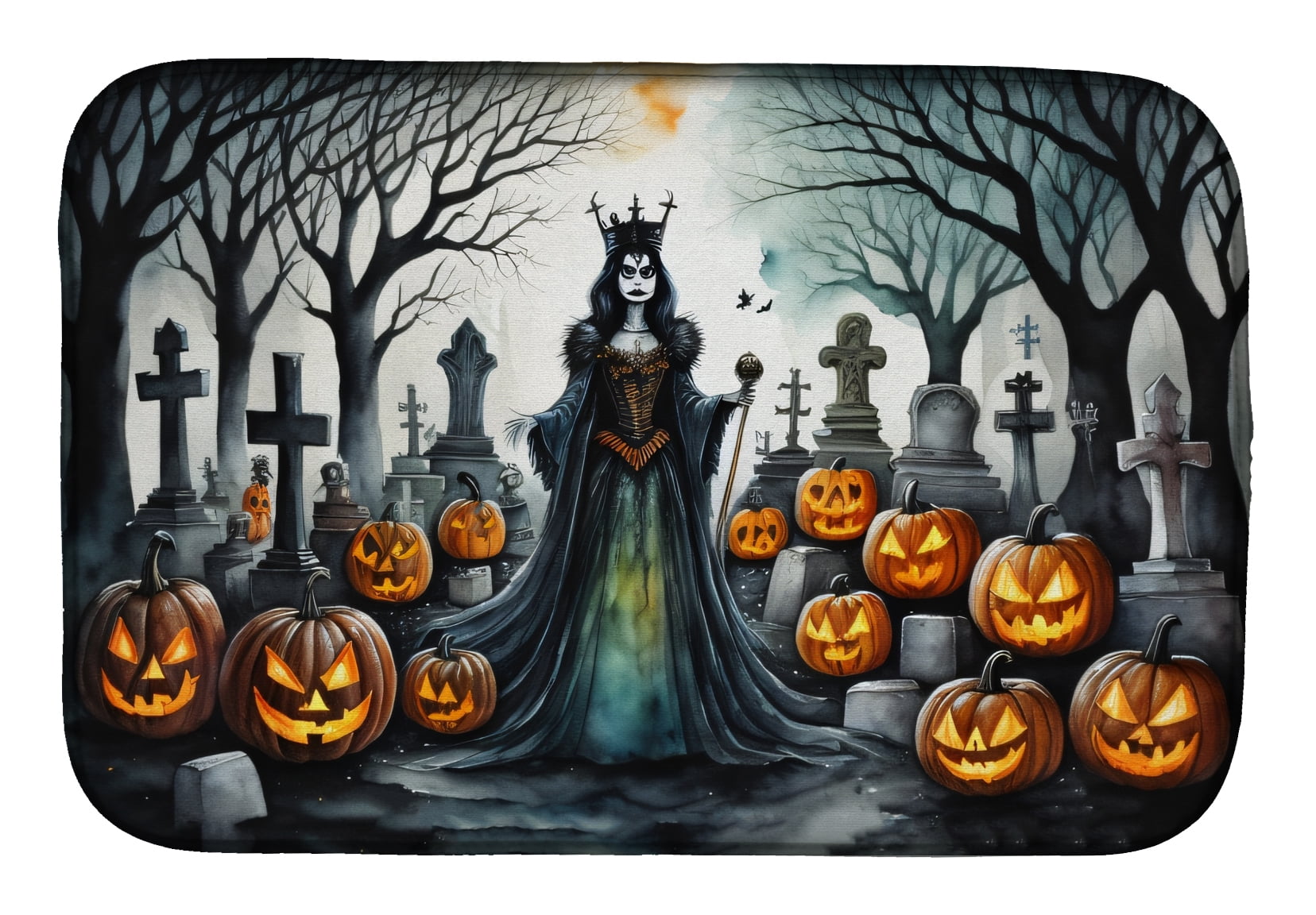 La Catrina Skeleton Spooky Halloween Dish Drying Mat 14 in x 21 in