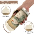 thumbnail image 4 of 500ml Stainless Steel Coffee Mug with Portable Beige Strap Vacuum Insulated Ceramic Coated Coffee Tumbler Light Green Smiling Snowman, 4 of 8