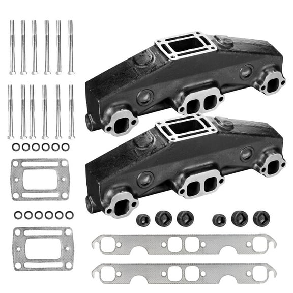 V8 5.0L 5.7L Volvo Penta OMC Exhaust Manifold Cast Iron, Gasket, and Bolts For Volvo Penta OMC Exhaust Systems in V8 Engines 1992 or Newer by FASWORX-Set of 2