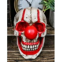Halloween Creepy Red Nose IT Jester Clown Harlequin Joker Skull Figurine 5"H