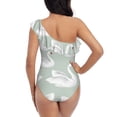 thumbnail image 5 of Picia White Birds Pattern Women's One Piece Swimsuits,One Shoulder Swimwear Asymmetric ,Ruffle Monokinis Bathing Suits,High Waisted Flattering Bathing Suits-Large, 5 of 8