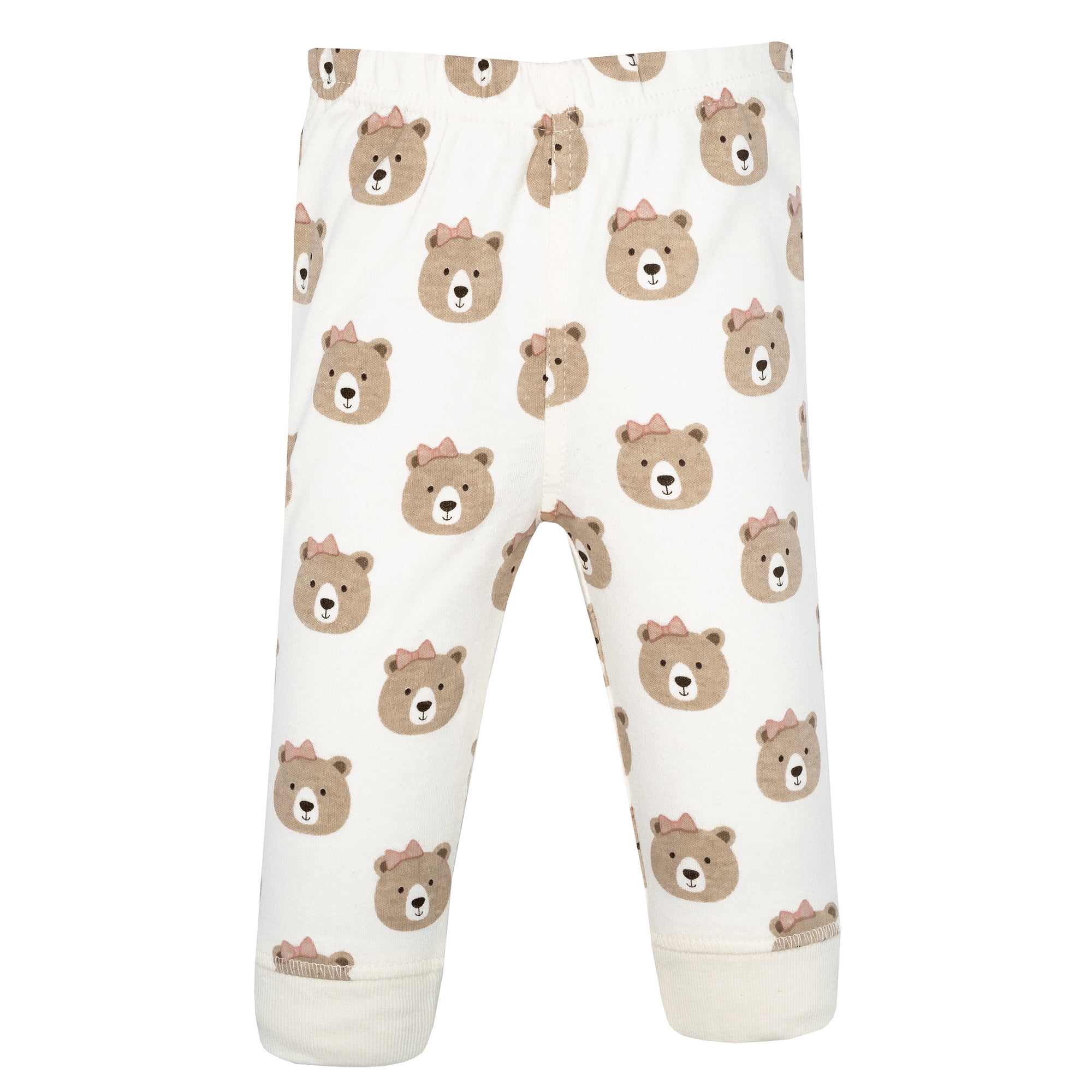 Hudson Baby Girl Cotton Pants and Leggings, Pink Taupe Bear, Newborn