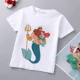 thumbnail image 3 of Camiseta de algodón con estampado de princesa sirena de Disney para niñas, ropa para bebés de princesa Ariel, top de dibujos animados para niños de 1 a 9 años, cumpleaños para niños, 3 of 5