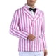 thumbnail image 4 of BLAZERS A RAYAS INSPIRADORES CHIC PARA HOMBRES, CHAQUETA DE TRAJE DE LAPEL PICO, DOBLE BOTONADURA, RAYAS DE NEGOCIO, L ROSA BLANCO, 4 of 6