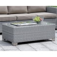 thumbnail image 3 of Afuera Living  Glass Top Rattan Wicker Outdoor Patio Coffee Table in Gray, 3 of 3