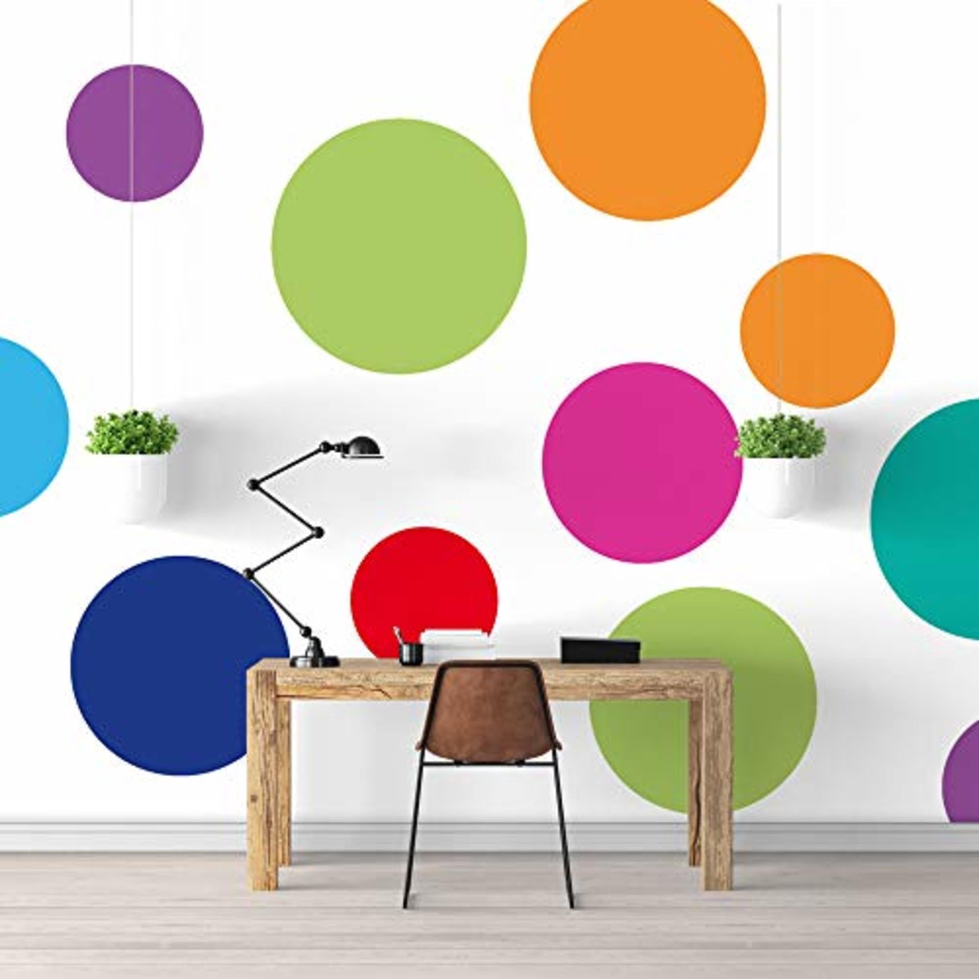 IDEA4WALL 6pcs Colorful Dots Peel and Stick Wallpaper Removable Wall Murals Large Wall Stickers for Home Decoration, 100"x24"