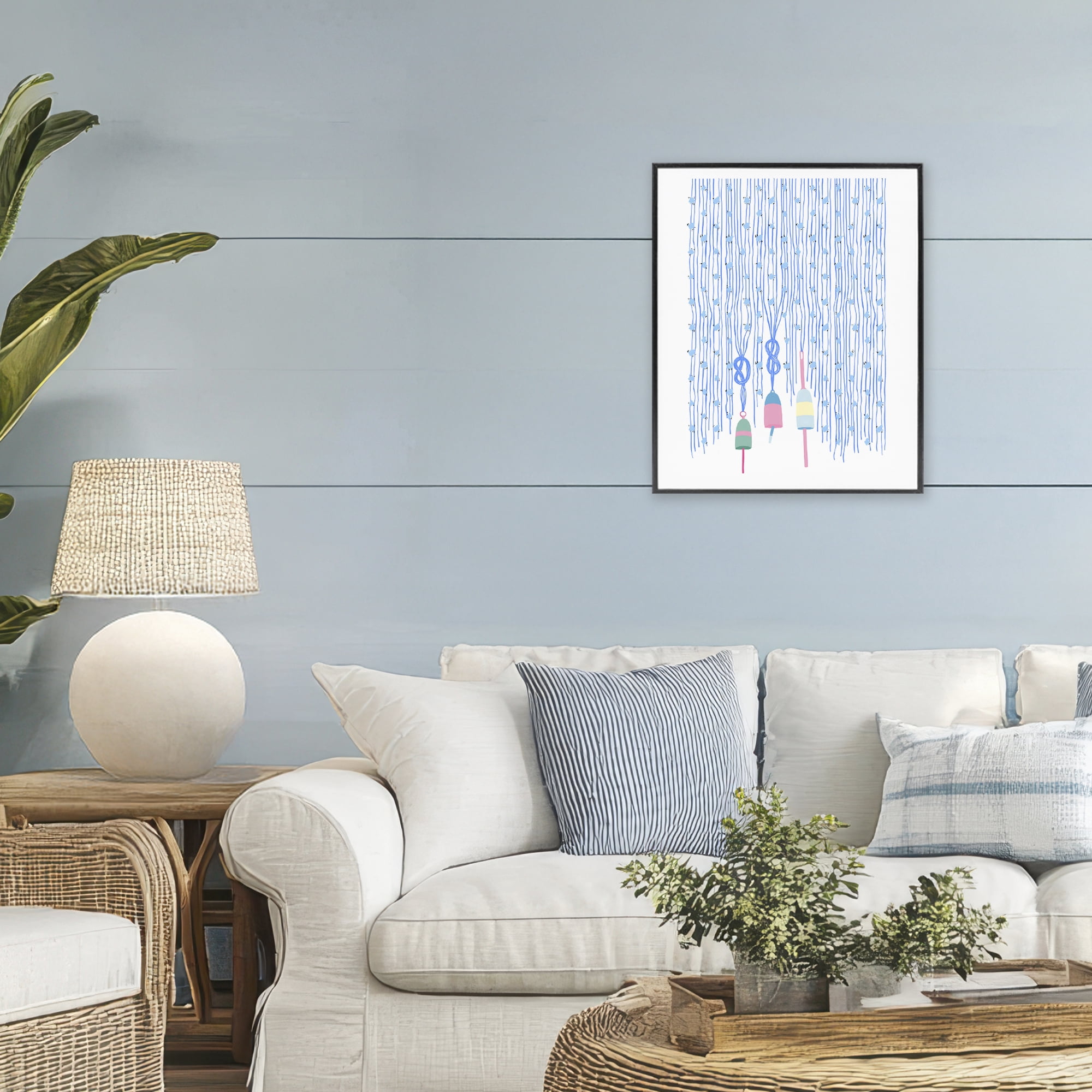 Stupell Industries Hanging Buoys on Ropes Black Framed Giclee Art, design by Melissa Tilley