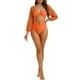 thumbnail image 2 of Bikini de mujer con corte en anillo y escote en V, traje de baño de una pieza con mangas largas y control de abdomen, Naranja Claro, Pequeño, 2 of 5