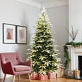 thumbnail image 6 of LuxenHome 7Ft Pre-Lit Flocked Fraser Fir Slim Artificial Christmas Tree, 6 of 9