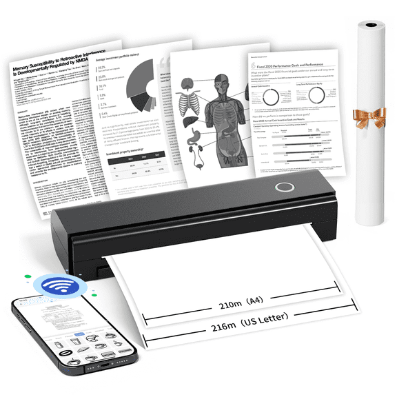 HKHKPI N80 Portable Printer, Thermal Inkless Printer Fit for Android iOS Phones & Laptops for Travel Home Car Office
