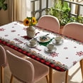 thumbnail image 3 of Red Plaid Christmas Table Cloths for 6 Foot Rectangle Tables, Vintage Xmas Tree Winter Farmhouse Patio Waterproof Elastic Fitted Tablecloths, Washable Rectangular Table Cover for Camping, 3 of 8