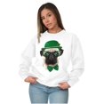 thumbnail image 4 of Cute St Pattys Day Leprechaun Pug Women Crewneck Sweatshirt Brisco Brands M, 4 of 6