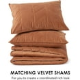 thumbnail image 5 of 3 Pieces Luxurious Velvet King Quilts, Ultra Soft Lightweight Velvet Comforter Set, Matelasse Oversized Bedspread Coverlet for All Season with 2 Shams, Burnt Orange, 108"x96", 5 of 8