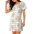 thumbnail image 2 of Pofeuu Gold Snowflake Print Women's Loose Fit Short Sleeve Nightgown, Comfortable Sleep Dress for Women, Casual Lounge Sleepwear, Soft Cotton Sleep Dress, 2 of 6