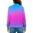 thumbnail image 2 of ZUKMRJPC Women's Bomber Jacket Full Zip Stand Collar Gradient Color Outwear Fall Fashion Lightweight Slim Fit Jacket with Pockets, 2 of 5