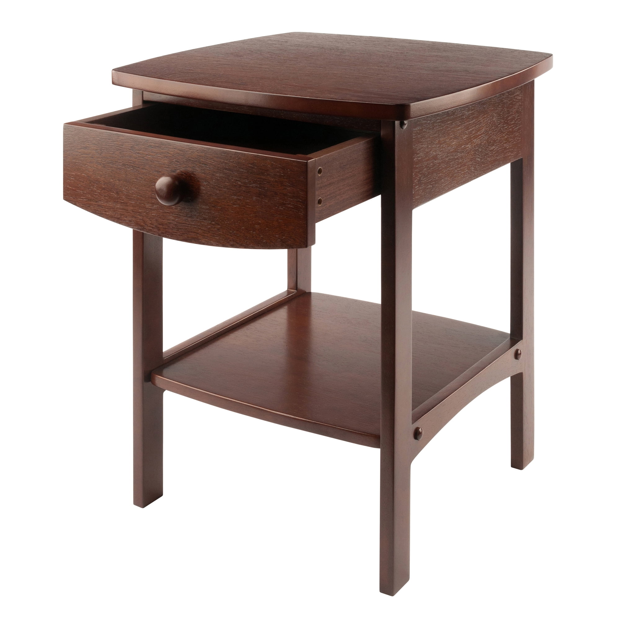 Winsome Claire Curved Nightstand, Accent Table, Walnut Finish