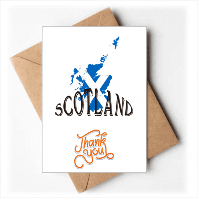 Cultura del mapa de Escocia Nota en blanco del sobre de la tarjeta de agradecimiento