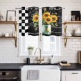 thumbnail image 2 of Sunflower Kitchen Curtains Small Short 39 Inch Length, Black White Check Farmhouse Bee Vase Floral Grommet Top Bedroom Living Room Curtains, Light Filtering Cafe Curtain Drapes 2 Panels Set 55''x39'', 2 of 9