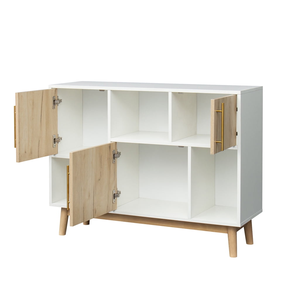Kadyn Multi-purpose Storage Cabinet, Storage Sideboard Buffet Cabinet with Display Stand and Door, TV cabinet for Living Room, White+Oak Kadyn Multi-purpose Storage Cabinet, Storage Sideboard Buffet Cabinet with Display Stand and Door, TV cabinet for Living Room, White+Oak