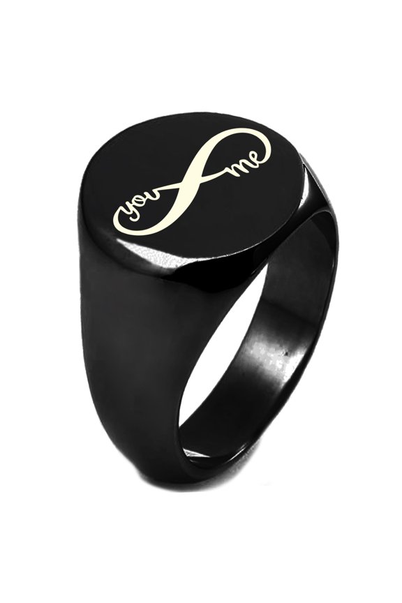 Sterling Silver You and Me Infinity Engraved Round Flat Top Polished Ring