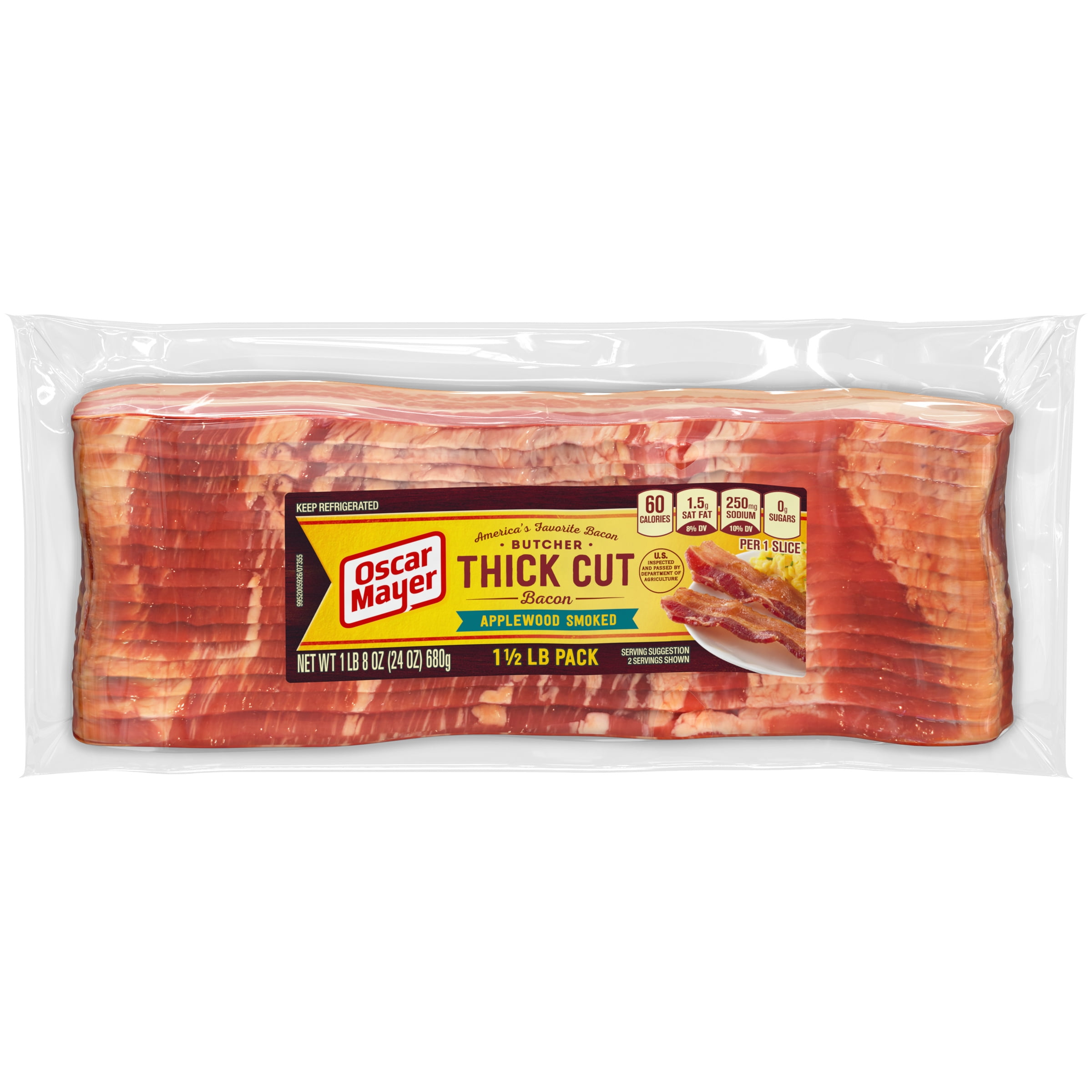 Oscar Mayer Applewood Smoked Butcher Thick Cut Bacon, 1.5 lb Vacuum